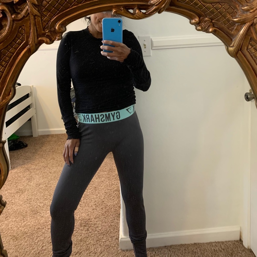 Gymshark charcoal/ turquoise leggings